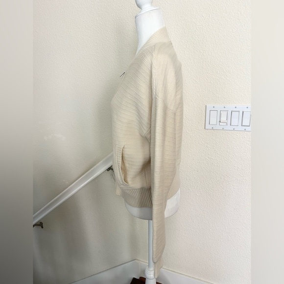 Sanctuary Women's Knit Bomber Jacket full zip cotton blend NWT SZ S CREAM COLOR - Picture 8 of 14